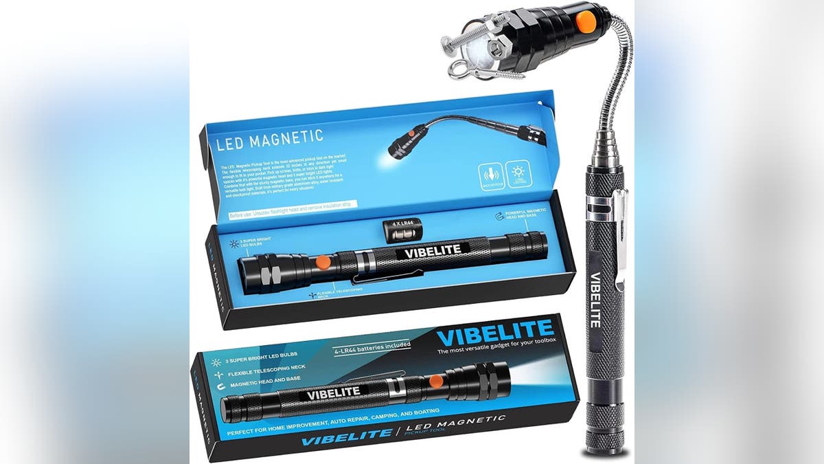 A flashlight and magnetic grabber all in one. 
