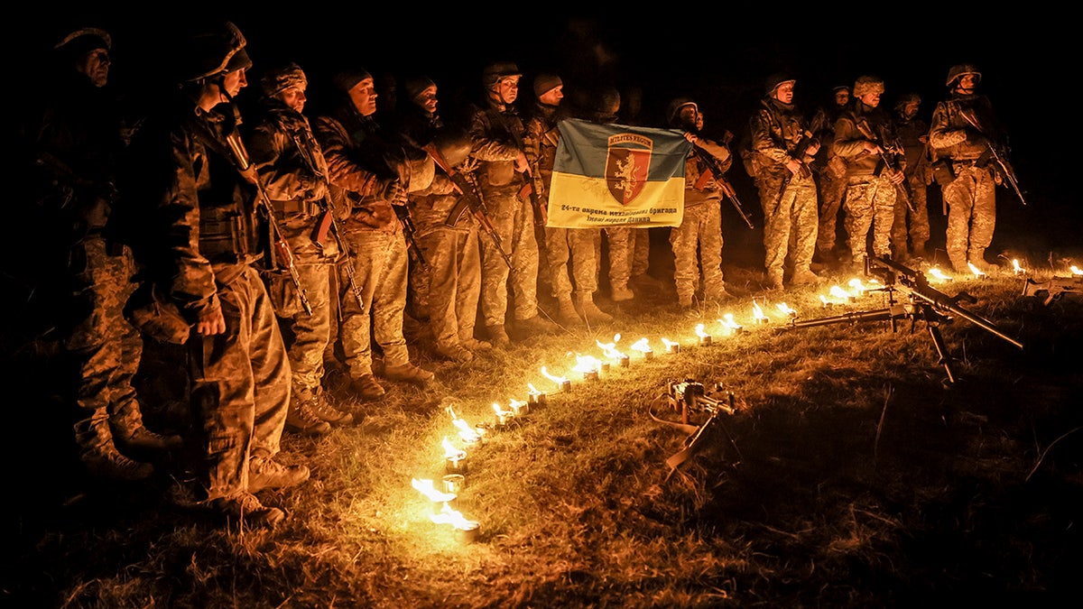 Ukrainian soldiers on the front line