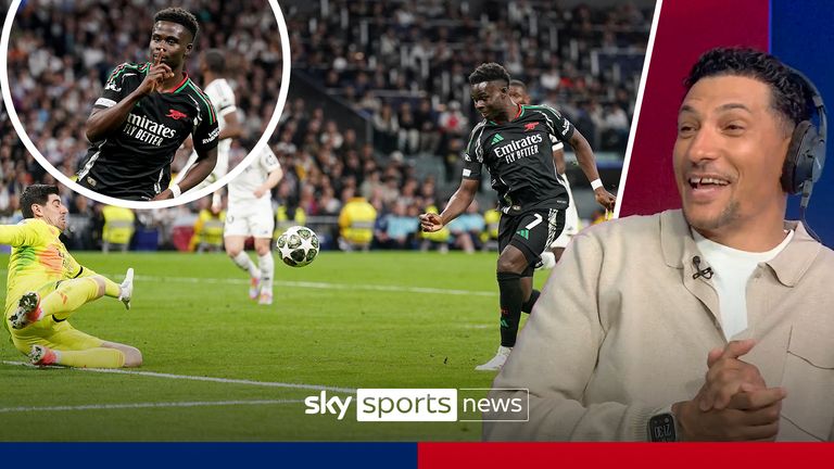 Jay Bothroyd breaks down Bukayo Saka's calm finish as he dinks it over Thibaut Courtois to put Arsenal 4-1 ahead on aggregate. 