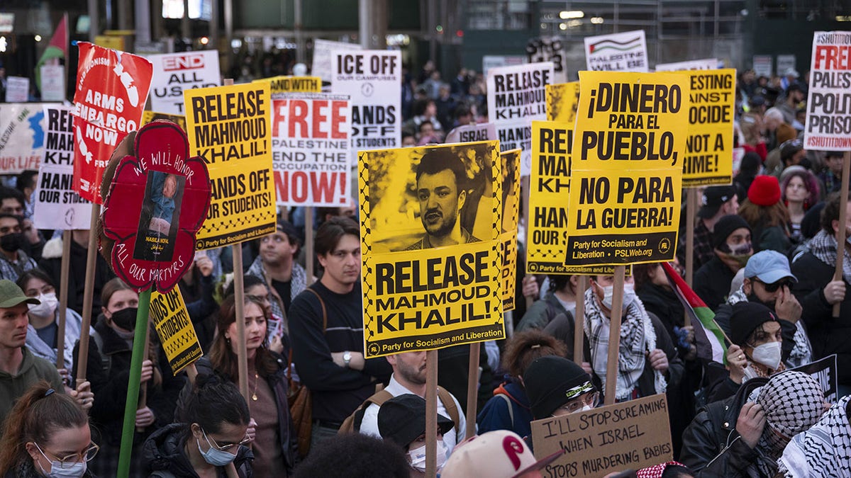 Khalil supporters protesting