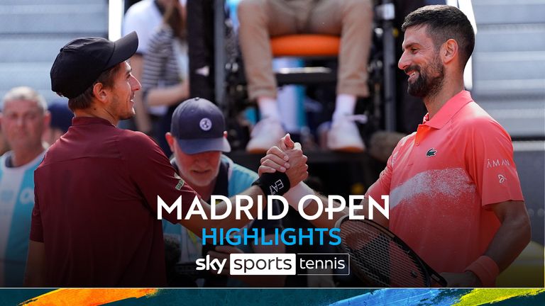 Novak Djokovic of Serbia greets Matteo Arnaldi of Italy after loseing during the Mutua Madrid Open 2025, ATP Masters 1000 and WTA 1000 tennis tournament, celebrated at Caja Magica on April 26, 2025 in Madrid, Spain. 