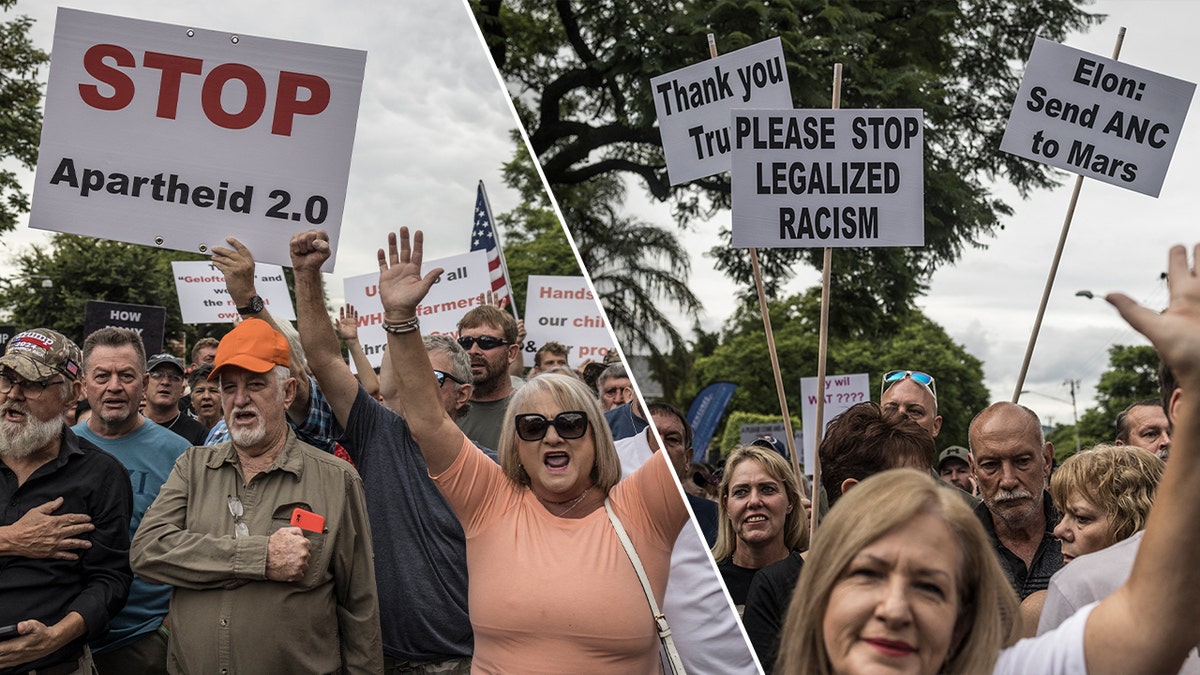 South Africans protest in favor of Trump and against their government