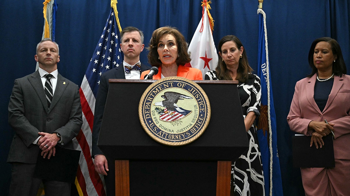 Interim US Attorney Jeanine Pirro speaks during a press update