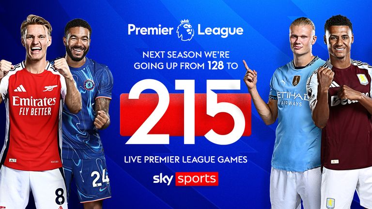 Sky Sports to show 215 live Premier League games from next season