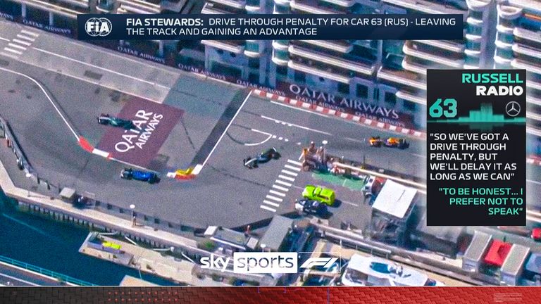 George Russel drive through penalty.