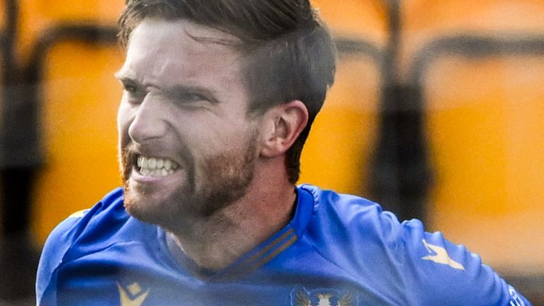 PERTH, SCOTLAND - MAY 10: St Johnstone's Elliot Watt celebrates scoring to make it 2-1 during a William Hill Premiership match between St Johnstone and Ross County at McDiarmid Park, on May 10, 2025, in Perth, Scotland. (Photo by Paul Devlin / SNS Group)