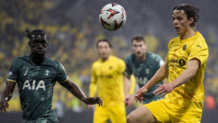 Tottenham's Yves Bissouma (left) and Bodo/Glimt's Ulrik Saltnes battle for the ball