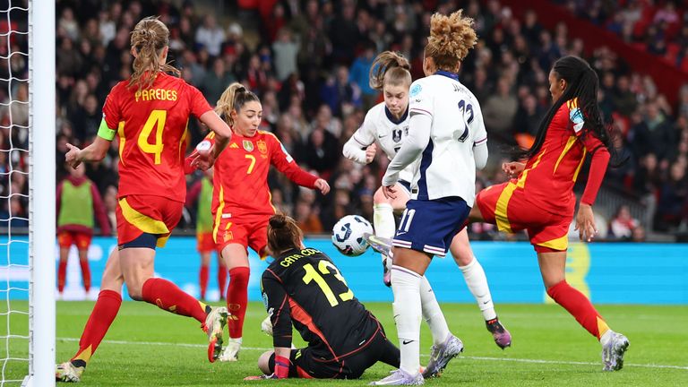 Jess Park scores England's opening goal against Spain