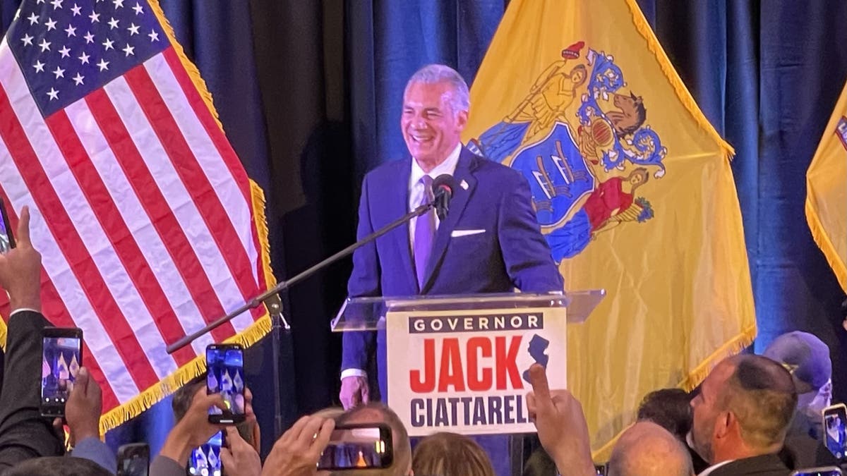 Republican Jack Ciattarelli celebrates his GOP gubernatorial primary victory in New Jersey on June 10, 2025 in Holmdel, New Jersey.