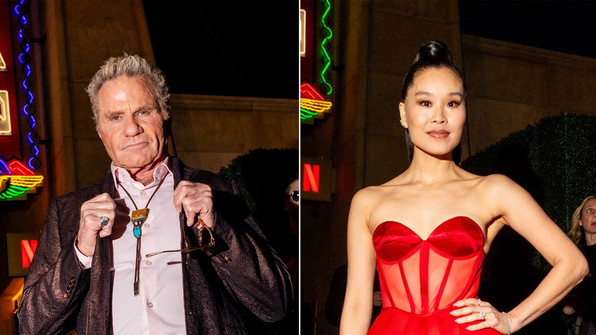 A split of Martin Kove and Alicia Hannah-Kim.