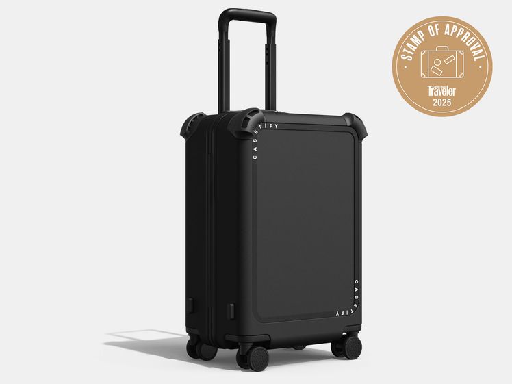 black rolling suitcase