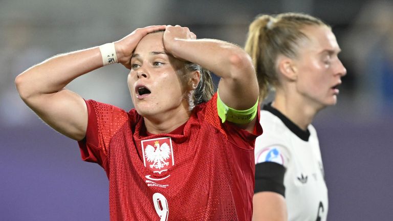 Ewa Pajor's late chance was expertly dealt with by Ann-Katrin Berger