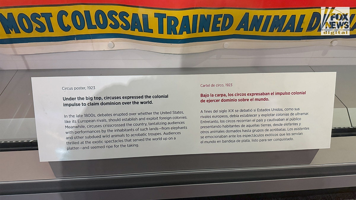 Smithsonian circus plaque describing colonial themes