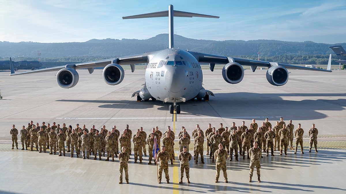 U.S. Air Force Airmen assigned to the 721st Mobility Support Squadron poses for a unit photo, Sept. 12, 2022, Ramstein Air Base, Germany.