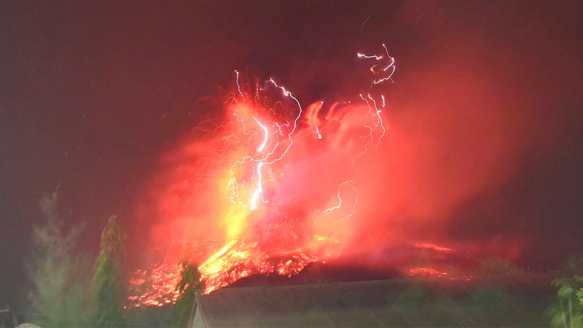 Lava on the slope of Indonesia's Mount Lewotobi Laki-Laki