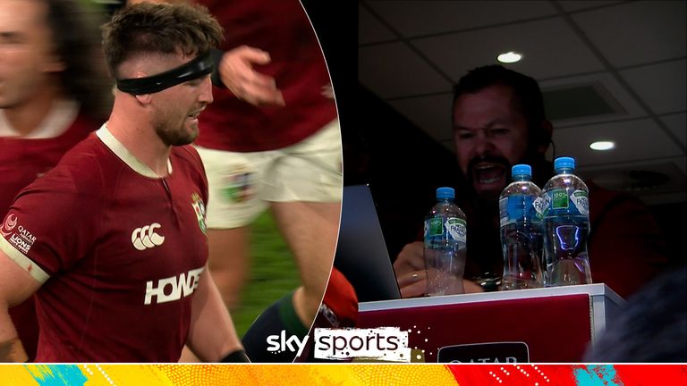 Tom Curry scores for British and Irish Lions.