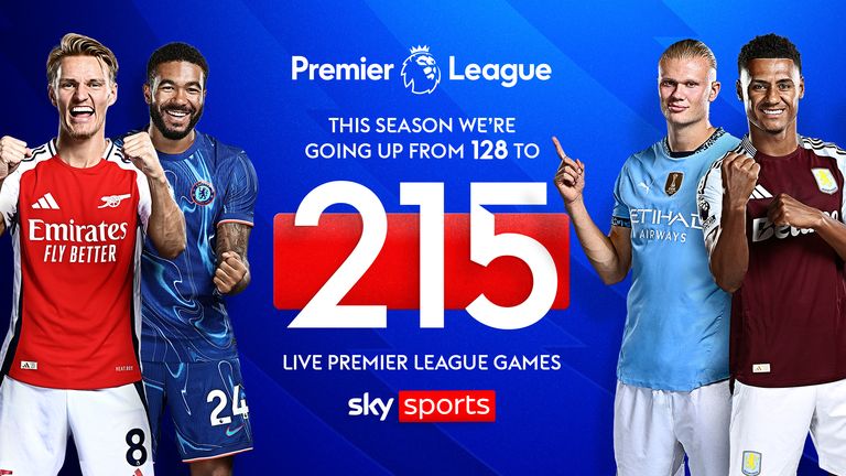 Sky Sports to show 215 live Premier League games this season