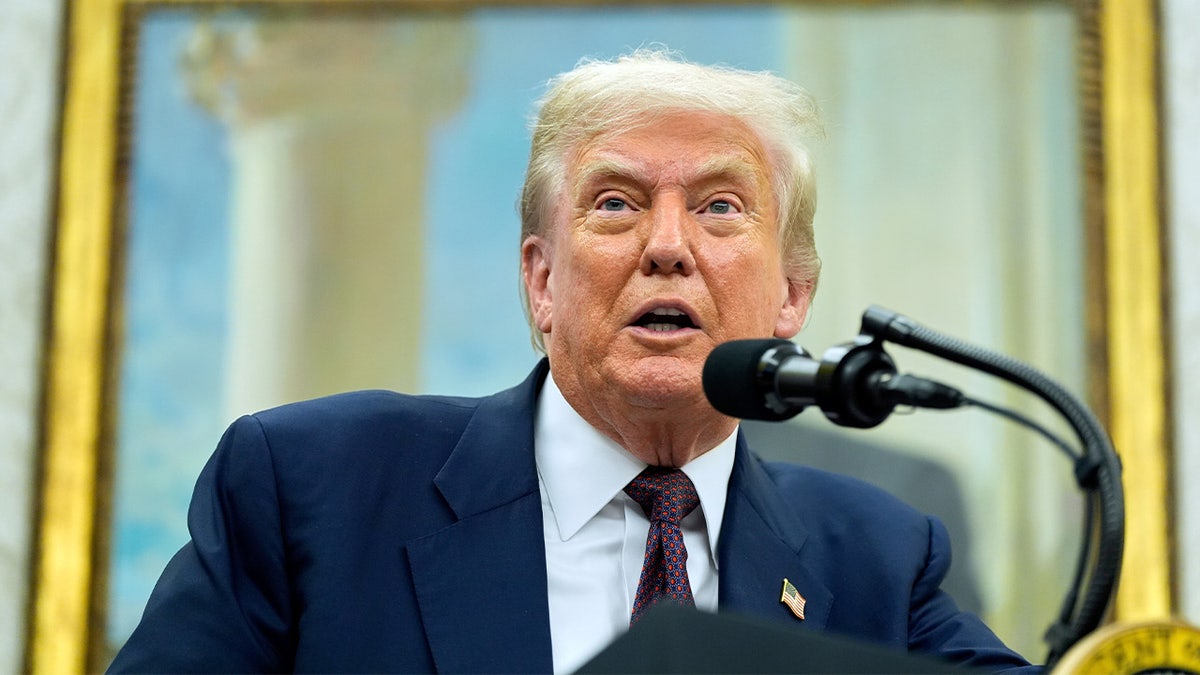 President Donald Trump speaks from the Oval Office in Washington, D.C.