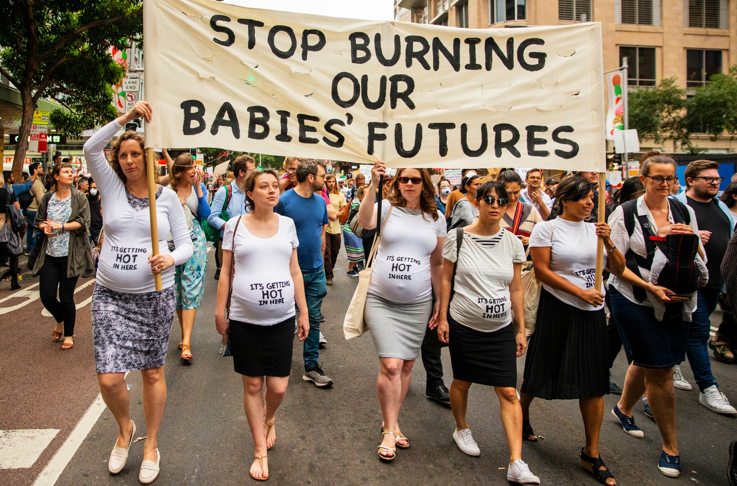 Pregnant people march during a rally for climate action in Sydney, Australia.