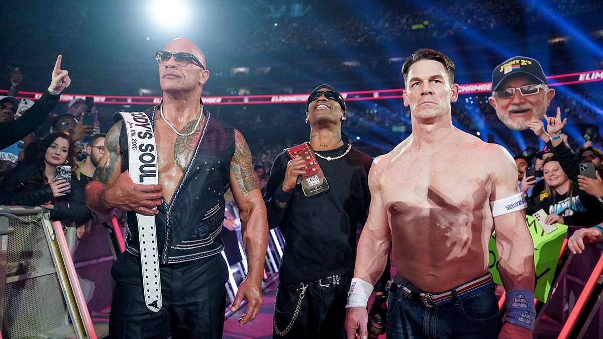 The Rock, Travis Scott and John Cena