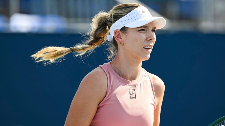 Look on Katie Boulter (GBR) during a first round match at WTA National Bank Open on July 28, 2025 at IGA Stadium in Montreal, QC (Photo by D