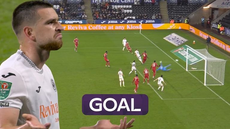 Vipotnik equalises for Swansea against Nottingham Forest in the Carabao Cup third round