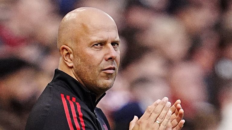 Arne Slot on the sidelines during Liverpool's friendly vs Athletic Club at Anfield
