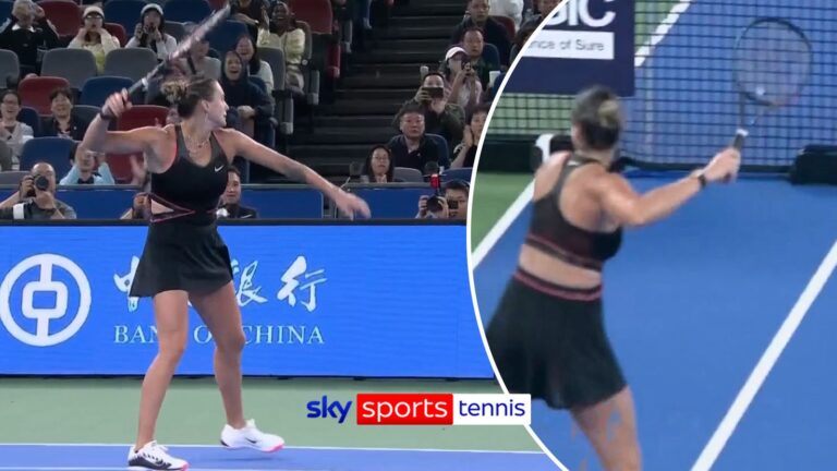 Sabalenka almost hits ball boy after launching racket in frustration