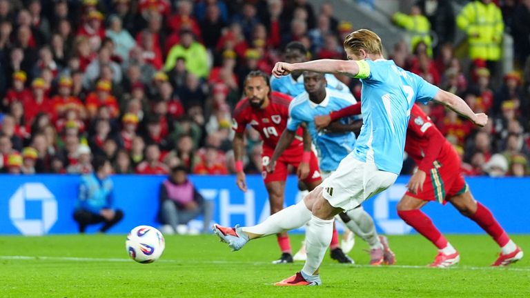 Kevin de Bruyne levelled from the penalty spot for Belgium
