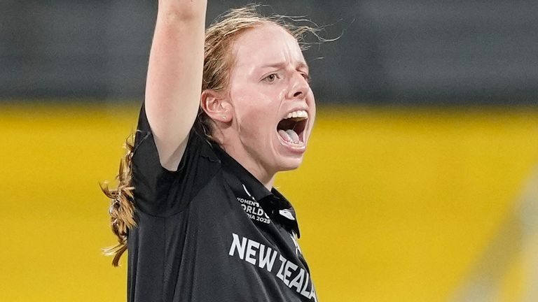 New Zealand's Bree Illing appeals for a wicket during the Women's Cricket World Cup (Associated Press)