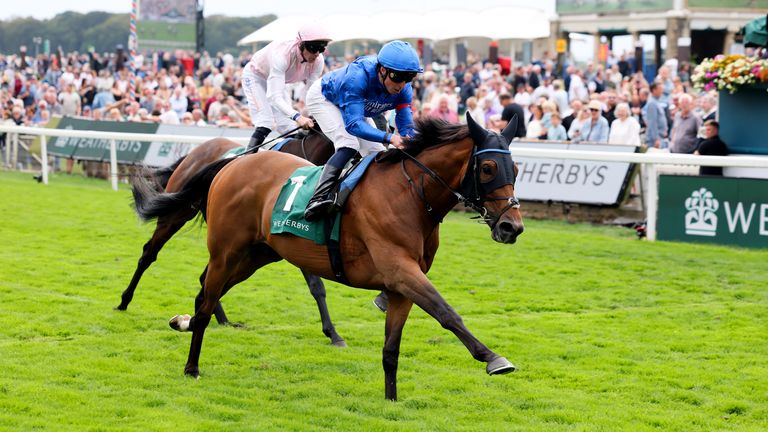 Trawlerman ridden by William Buick on their way to winning the Weatherbys Lonsdale Cup