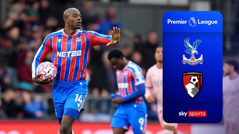 Crystal Palace's Jean-Philippe Mateta celebrates scoring his sides third goal during the Premier League match against Bournemouth.
