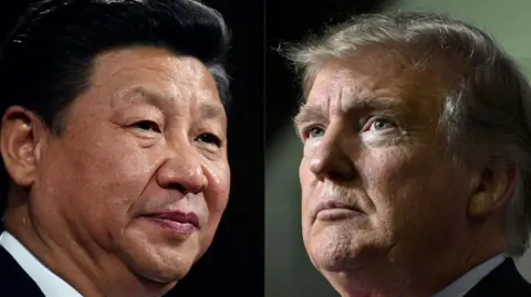 AFP via Getty Images This combination of pictures created on May 14, 2020 shows recent portraits of China's President Xi Jinping (L) and US President Donald Trump.