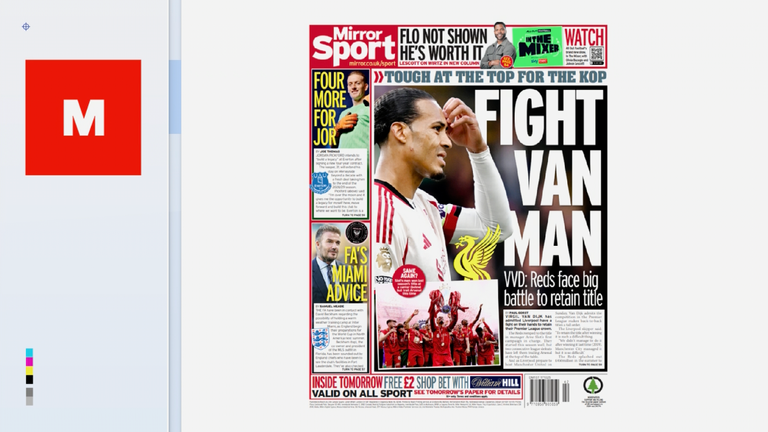 The back page of Friday's Daily Mirror