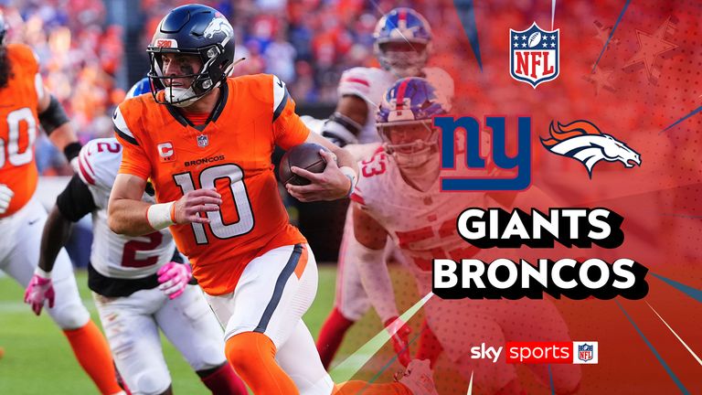 Denver Broncos quarterback Bo Nix (10) runs toward the end zone to score against the New York Giants during the second half of an NFL football game in Denver, Sunday, Oct. 19, 2025. (AP Photo/Jack Dempsey)
