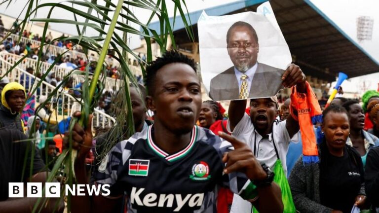 Thousands of Kenyans gather in Nyayo Stadium for state funeral in Nairobi