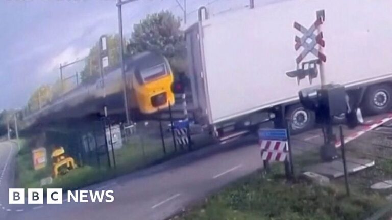 Train smashes into truck at Dutch level crossing