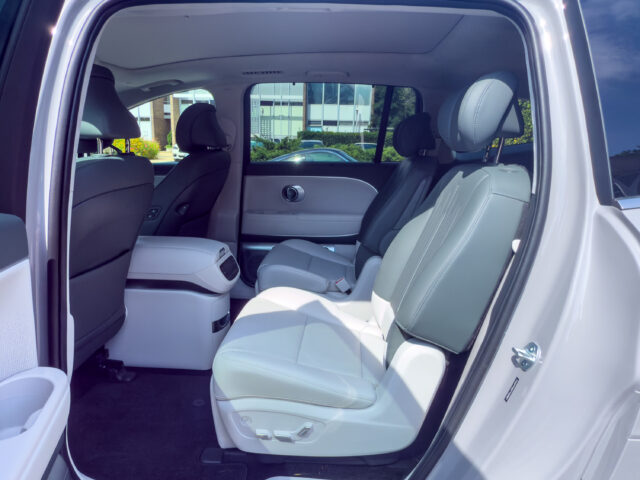 A Hyundai Ioniq 9 interior from the second row
