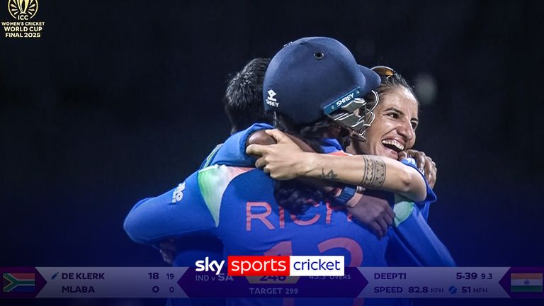 Harmanpreet Kaur took a brilliant catch to see her side become Cricket World Cup champions.