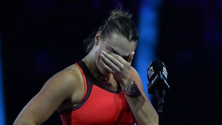 Aryna Sabalenka gets emotional after losing the WTA Finals to Elena Rybakina