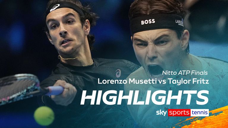 Highlights as Lorenzo Musetti took on Taylor Fritz in their opening match at the ATP Finals in Turin.