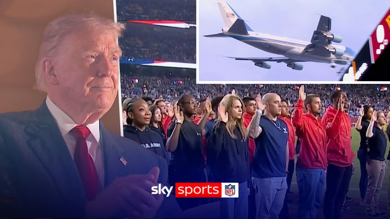 Donald Trump attends Commanders-Lions NFL game