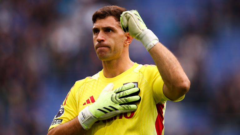 Emiliano Martinez was seen kissing the badge and thanking fans after making his return to the Aston Villa line-up.