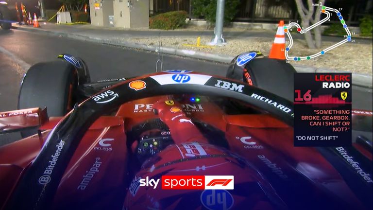 Charles Leclerc suffered a gearbox issue with his Ferrari, which ended his session in Las Vegas.