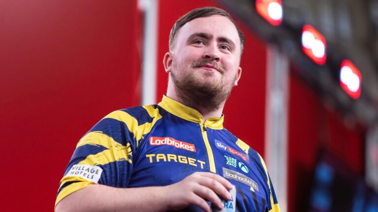 Luke Littler: World No 1 wins scrappy encounter at Players Championship Finals to make quarter-finals | Darts News
