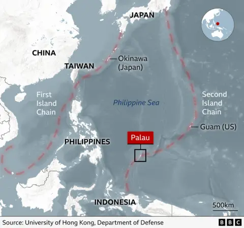 Second Island Chain, a stretch of islands in the western Pacific that the US sees as vital in containing Chinese navy expansion in the region