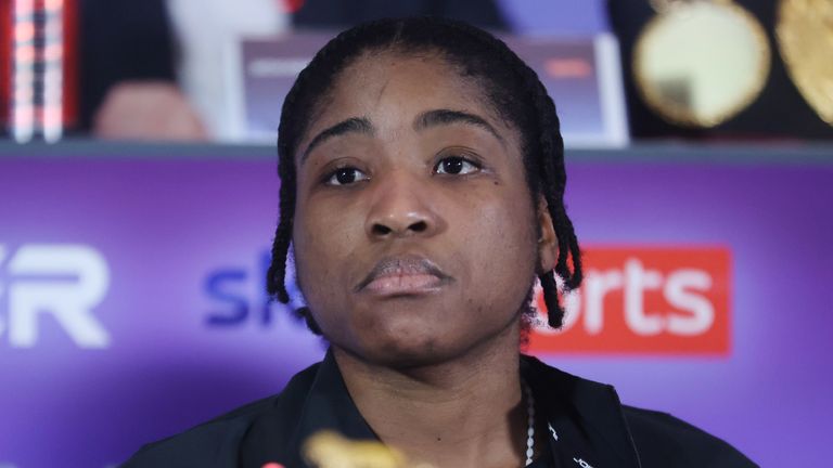 NATASHA JONAS V LAUREN PRICE.PIC LAWRENCE LUSTIG/BOXXER.(PICS FREE FOR EDITORIAL USE ONLY).PRESS CONFERENCE THE DORCHESTER HOTEL 5/3/2025.CINDY NGAMBA V KIRSTIE BAVINGTON