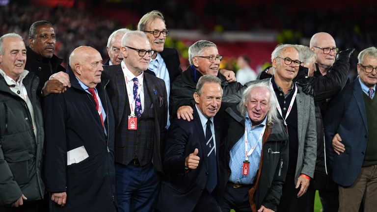 Former Nottingham Forest and Malmo players from the 1979 European Cup final before the UEFA Europa League, 