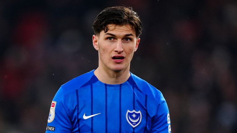 Portsmouth's Freddie Potts during the Sky Bet Championship match at Bramall Lane, Sheffield. Picture date: Saturday February 8, 2025.