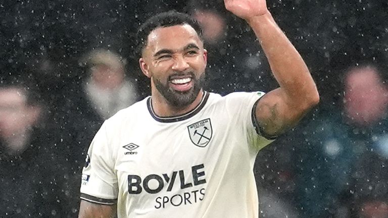 West Ham United's Callum Wilson celebrates after doubling their lead over Bournemouth